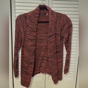 NIC+ZOE Textured Open Front Cardigan Sweater | Size S | Rust Burgundy